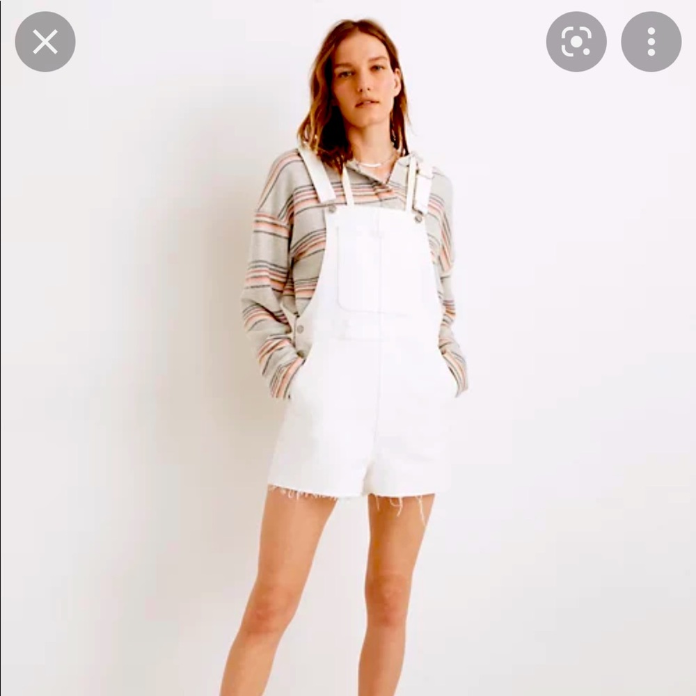 Madewell white denim overalls